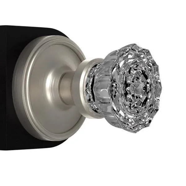 Classic Rosette 2-3/8 in. Backset Satin Nickel Passage Hall/Closet Crystal Glass Door Knob, photo 3 of 19