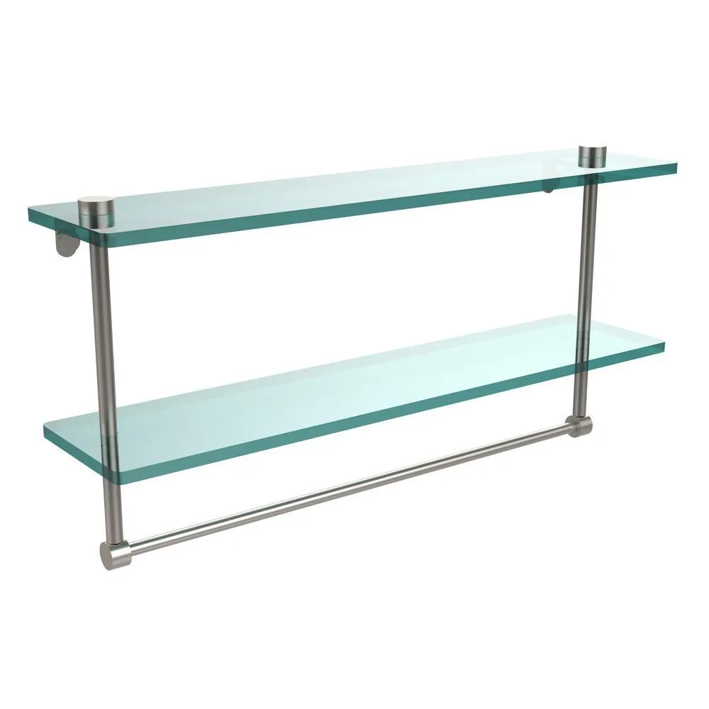 22 in. L x 12 in. H x 5 in. W 2-Tier Clear Glass Bathroom Shelf with Towel Bar in Oil Rubbed Bronze, photo 9 of 15