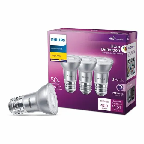 50-Watt Equivalent PAR16 Dimmable LED Light Bulb Glass Bright White