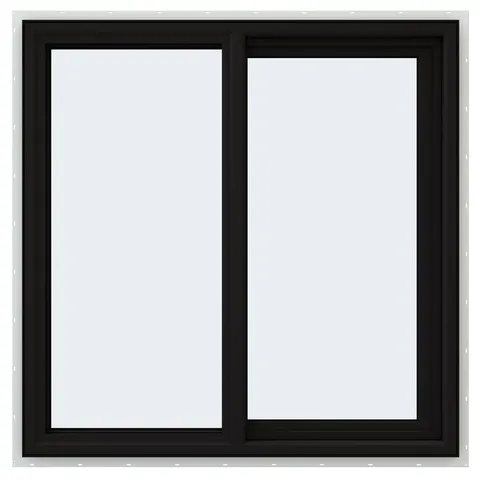 FiniShield V-4500 35-1/2 × 35-1/2 × 3 in Jamb Right-operable Vinyl Black Sliding Window Full Screen Included