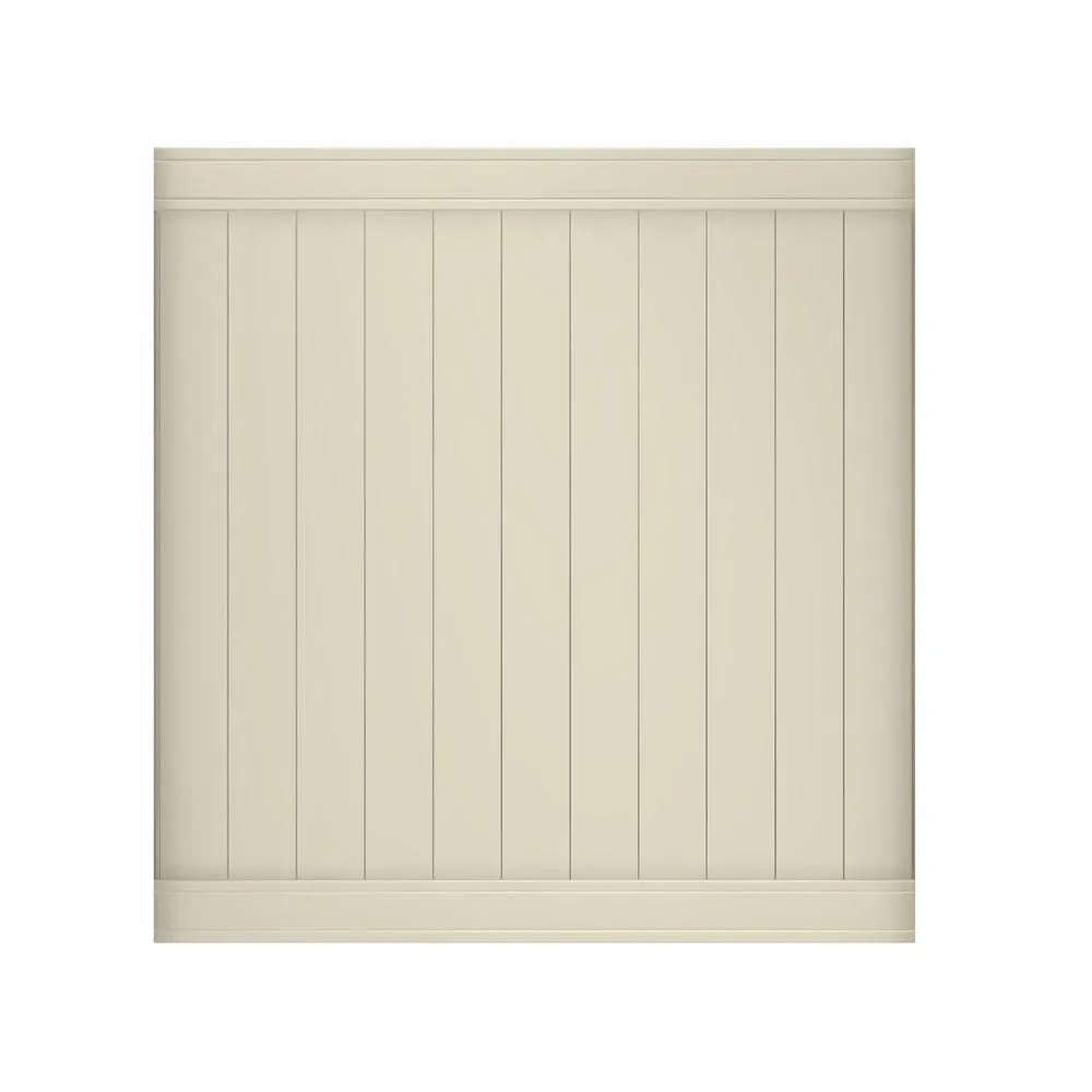 Pro Series 4 ft. H x 8 ft. W Tan Vinyl Woodbridge Privacy Fence Panel, photo 4 of 13