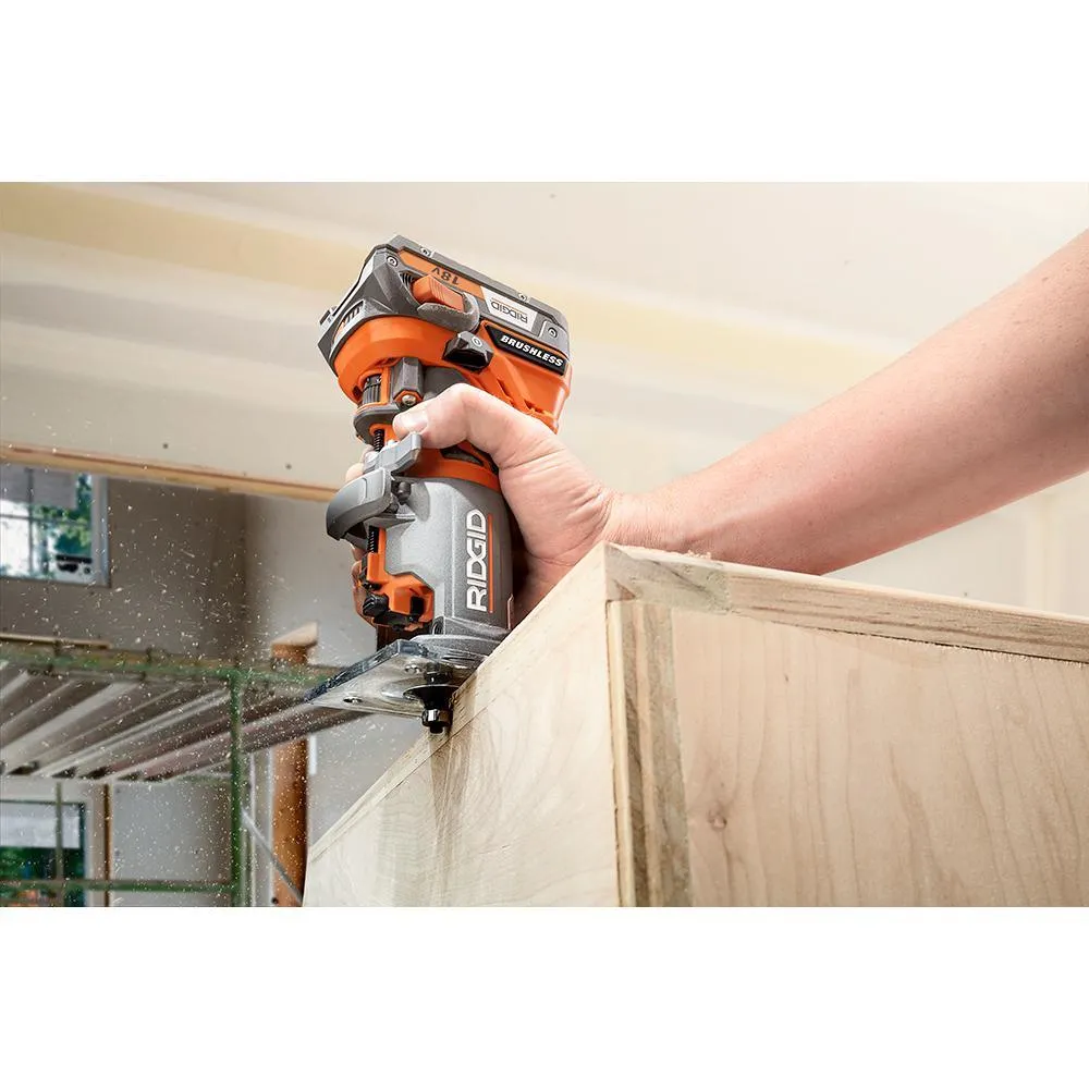 RIDGID 18-Volt Cordless Brushless 1/4 in. Compact Router with 1.5 Ah Lithium-Ion Battery, photo 9 of 13
