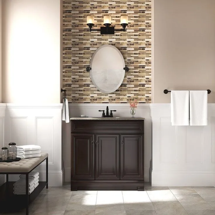 Style Selections Gladmere 36.5-in Java Single Sink Bathroom Vanity with Nutmeg Solid Surface Top, photo 7 of 8