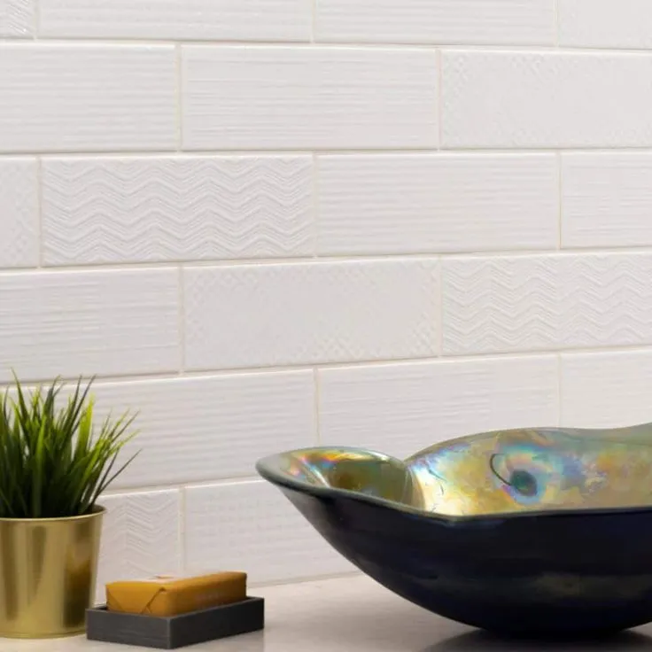 MSI Citylights Pure 3D Mix 12 in. x 4 in. Glossy Ceramic White Textured Subway Tile (9.9 sq. ft. / case), photo 5 of 7