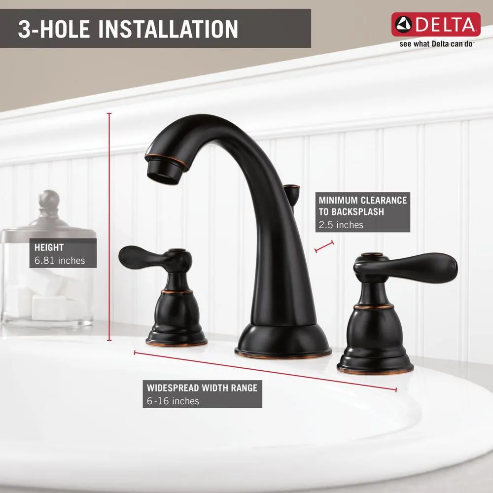 Windemere 8 in. Widespread 2-Handle Bathroom Faucet with Metal Drain Assembly in Oil-Rubbed Bronze, photo 7 of 11