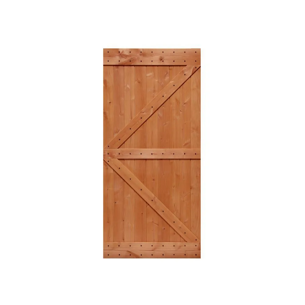 LUBANN 32 in. x 84 in. Ready-to-Assemble British Brace Hardwood Interior Sliding Barn Door Slab with Hardware Kit, photo 16 of 27