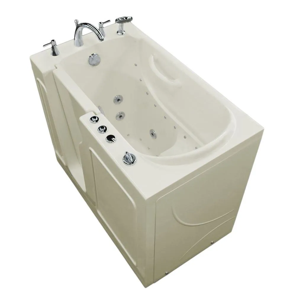Rampart 3.9 ft. Walk-in Whirlpool and Air Bathtub with 6 in. Tile Easy Up Adhesive Wall Surround in Biscuit, photo 8 of 13