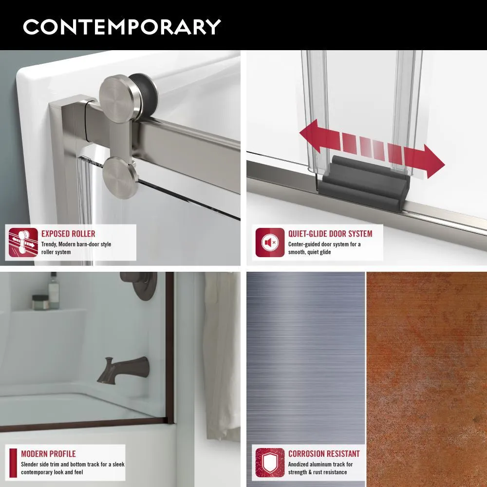 48 to 60 in. Contemporary Sliding Shower Door Track Assembly Kit in Bronze, photo 2 of 5