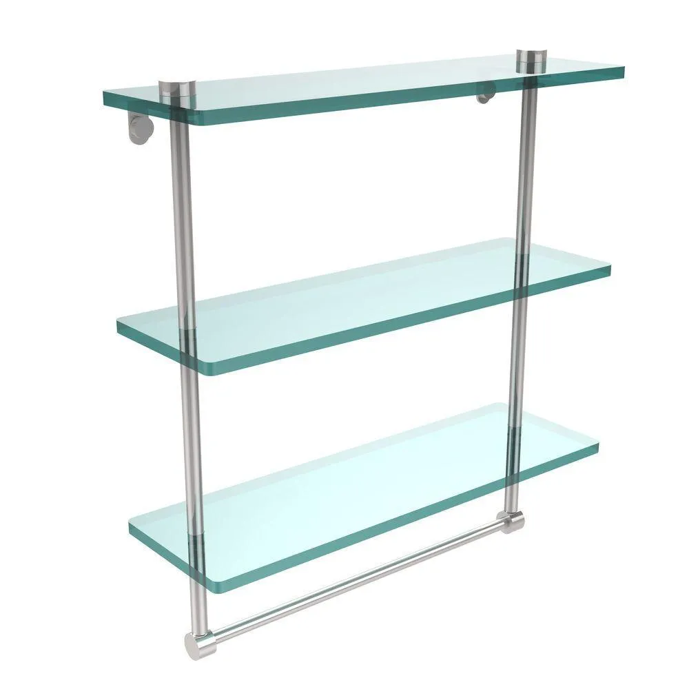 Allied Brass 16 in. L x 18 in. H x 5 in. W 3-Tier Clear Glass Bathroom Shelf with Towel Bar in Antique Bronze, photo 10 of 14