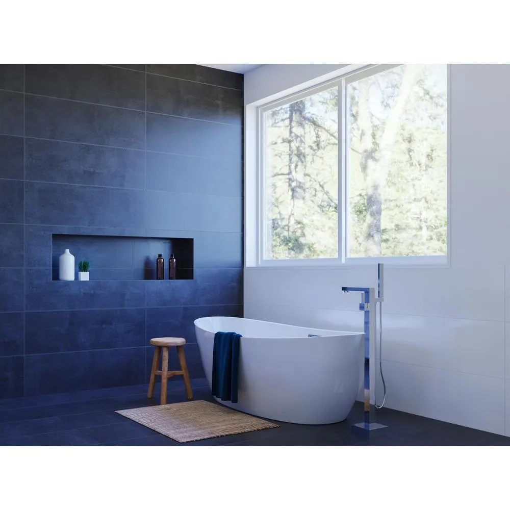 70 in. Acrylic Center Drain Oval Flat Bottom Freestanding Bathtub in White, photo 2 of 8