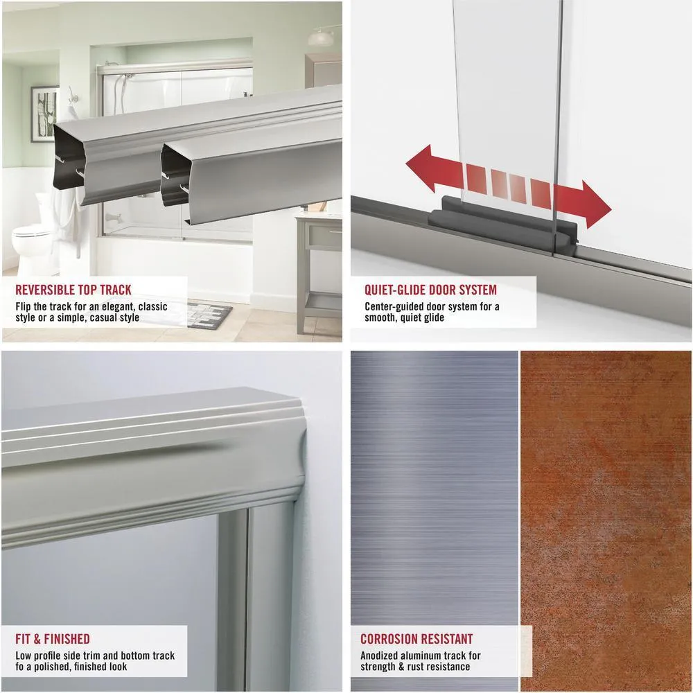 Crestfield 60 in. x 58-1/8 in. Semi-Frameless Traditional Sliding Bathtub Door in Bronze with Transition Glass, photo 3 of 67