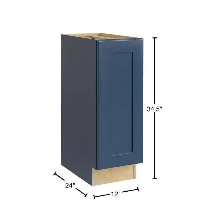 Home Decorators Collection Newport 12 in. W x 24 in. D x 34.5 in. H Assembled Plywood Full Height Door Base Kitchen Cabinet in Mythic Blue RH, photo 5 of 9