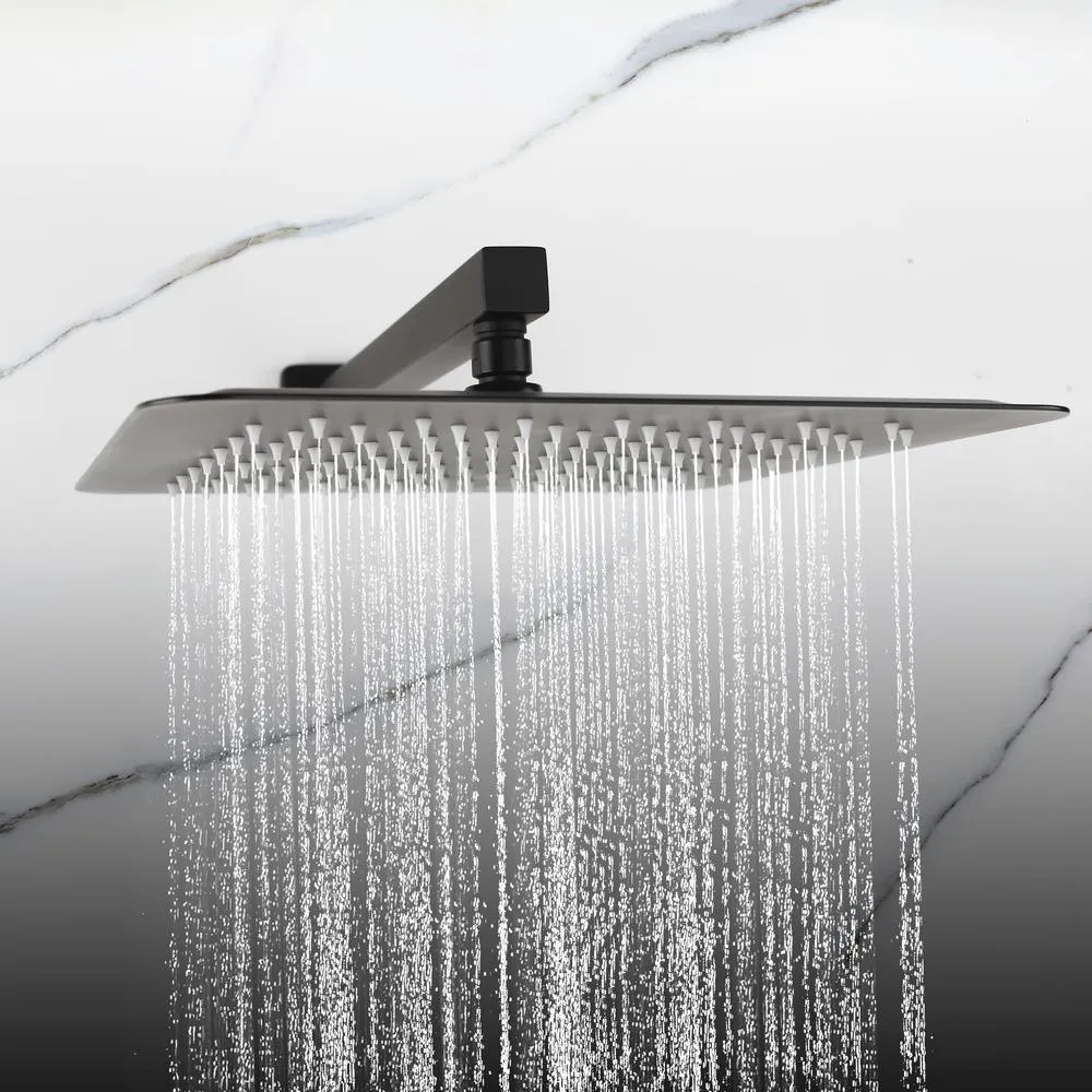 1-Spray Patterns with 2.5 GPM 10 in. Wall Mount Rain Dual Shower Heads in Matte Black, Shower System / Faucet Set, photo 6 of 9