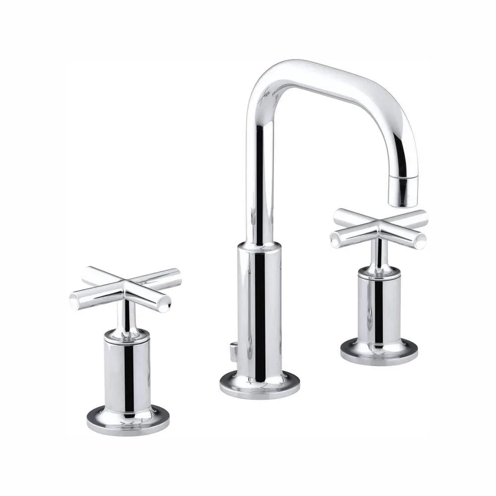 Purist 8 in. Widespread 2-Handle Mid-Arc Bathroom Faucet in Vibrant Modern Brushed Gold, photo 10 of 10