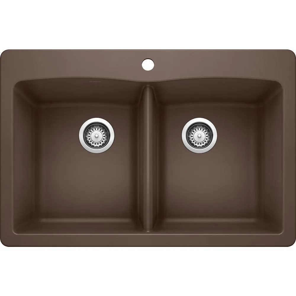 DIAMOND Dual-Mount Granite Composite 33 in. 1-Hole 50/50 Double Bowl Kitchen Sink in Anthracite, photo 10 of 11