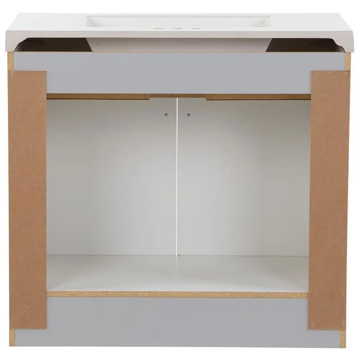 Everdean 36.5 in. W x 19 in. D x 34 in. H Vanity in Pearl Gray with Cultured Marble Vanity Top in White with White Sink, photo 5 of 10