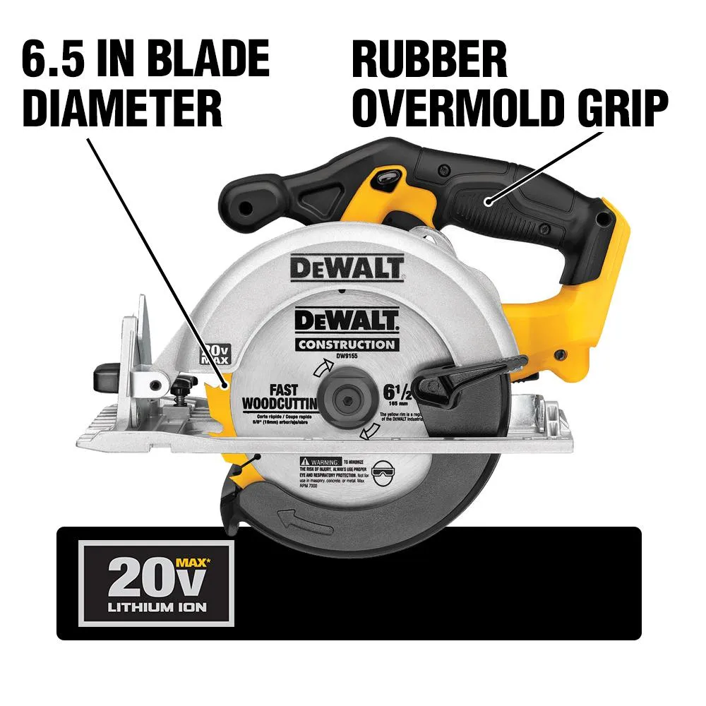 DEWALT 20-Volt MAX Li-Ion Cordless 1/2 in. Drill/Driver Kit w/ Bare 20-V Li-Ion 6-1/2 in. Circ Saw & 20-V Li-Ion 4 Ah Battery, photo 10 of 11