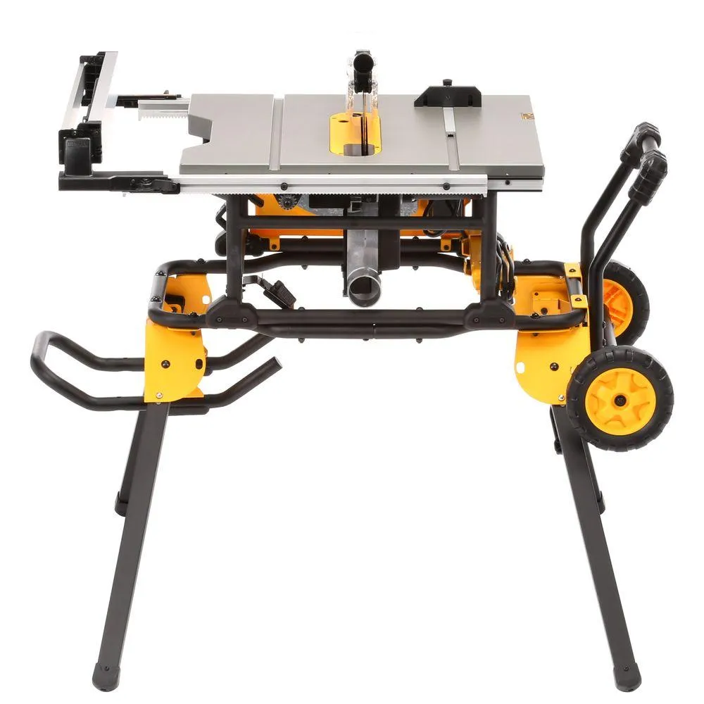 DEWALT 15 Amp Corded 10 in. Job Site Table Saw with Rolling Stand and Bonus Atomic 20-Volt Lithium-Ion 1/2 in. Drill Driver Kit, photo 5 of 15