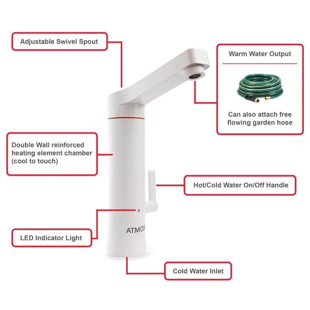 ATMOR 1.8kW 0.5 GPM 2-in-1 Electric Tankless Water Heater / Faucet - Plug-In, photo 5 of 7