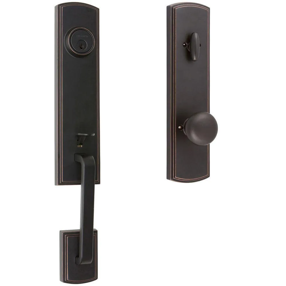 Italian Collection Briona Single Cylinder Black Door Handleset with Santo Interior Left-Hand, photo 3 of 3