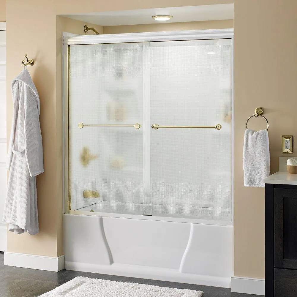 Crestfield 60 in. x 58-1/8 in. Semi-Frameless Traditional Sliding Bathtub Door in Bronze with Transition Glass, photo 11 of 67
