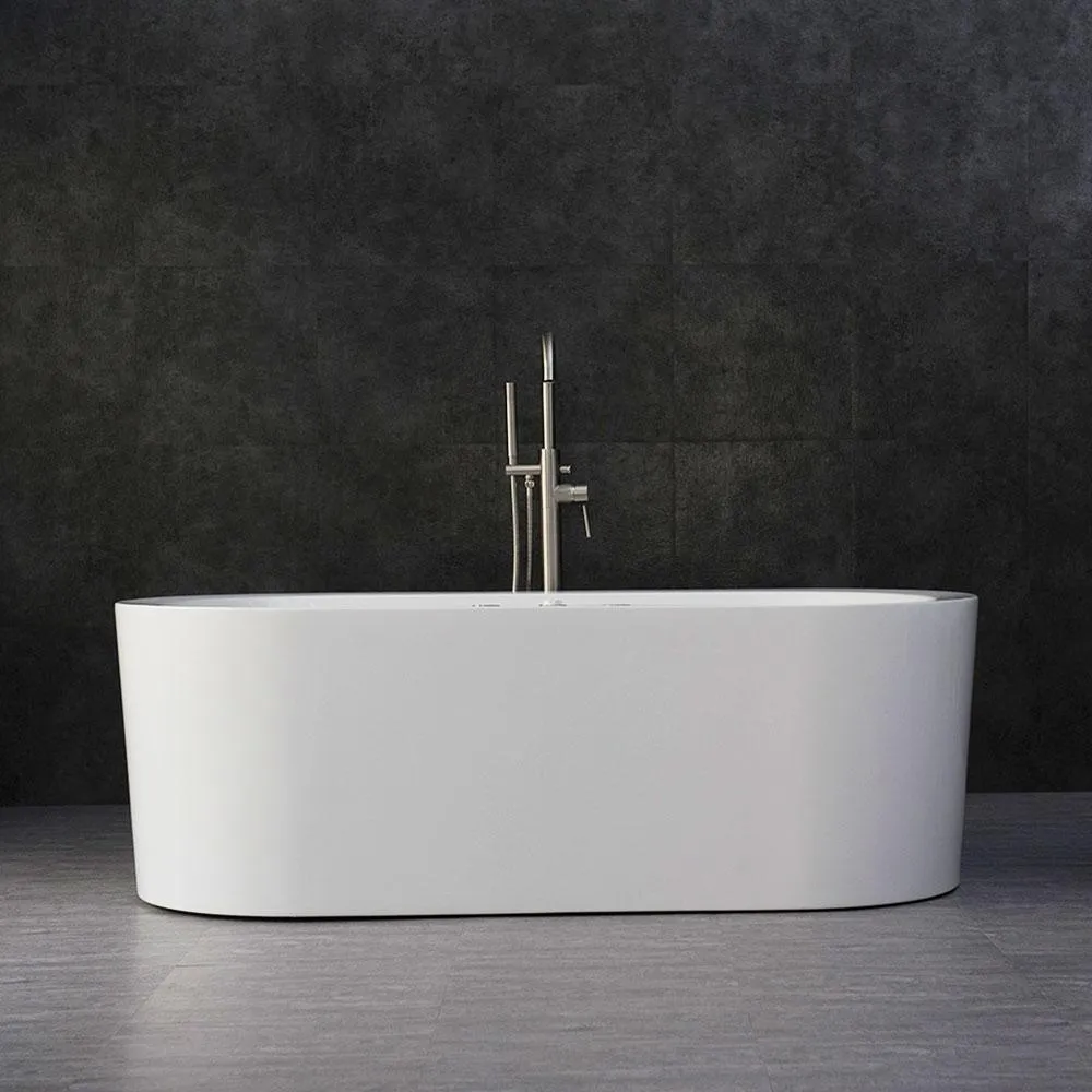 WOODBRIDGE Andria 67 in. Acrylic Freestanding Whirlpool & Air Bathtub with Drain and Overflow, White, photo 2 of 16