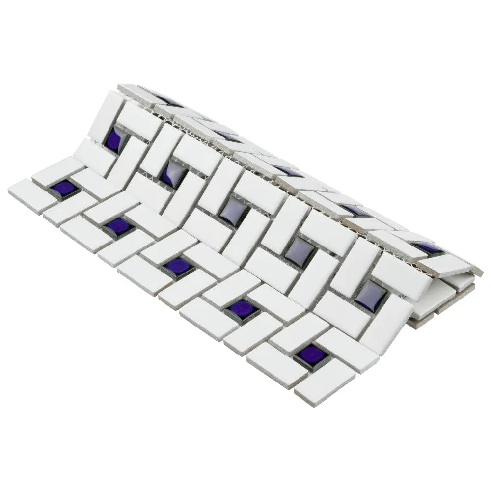 Merola Tile Spiral Blue and White 12-1/2 in. x 12-1/2 in. x 6 mm Porcelain Mosaic Tile (11.07 sq. ft. / case), photo 5 of 8