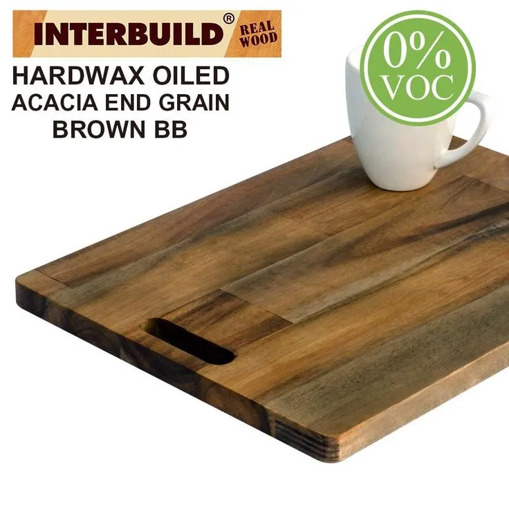Interbuild 1 ft. 3.75 in L x 1 ft. W x 0.75" T Oiled Acacia Cutting Board Set with Brown Food-Safe Wood Oil Finish, photo 2 of 4