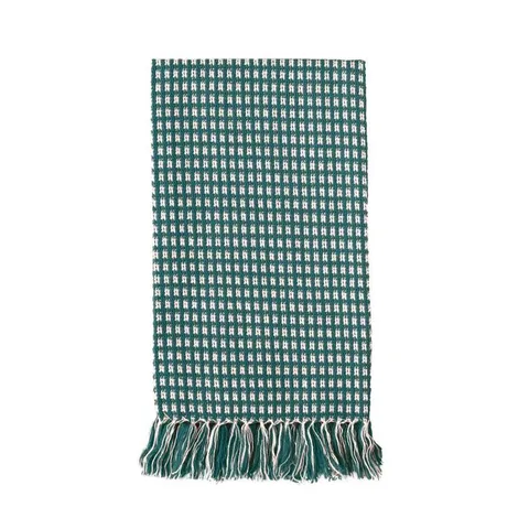 Homespun Fringed 18 × 18 in Hunter Green 100% Cotton Napkins