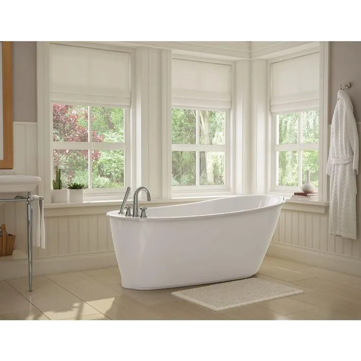 MAAX Sax 60 in. Fiberglass Reversible Drain Non-Whirlpool Flatbottom Freestanding Bathtub in White, photo 3 of 9