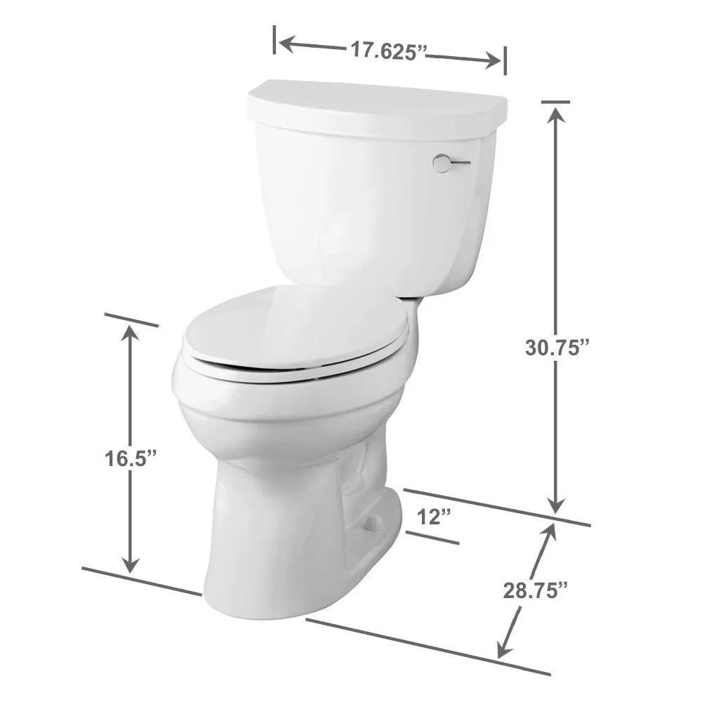 Cimarron Comfort Height 2-Piece 1.6 GPF Single Flush Elongated Toilet with AquaPiston Flushing Technology in White, photo 2 of 15