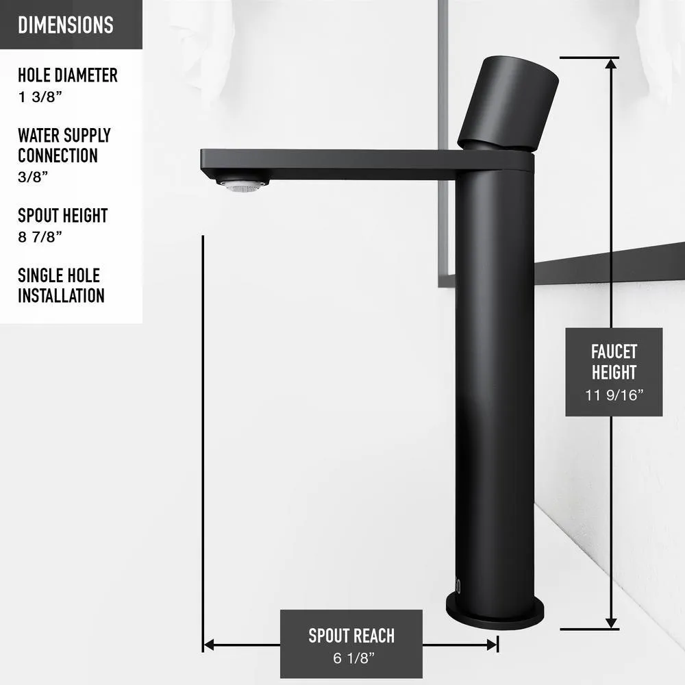 VIGO Matte Stone Round Vessel Bathroom Sink in White and Gotham Faucet in Matte Black, photo 9 of 9