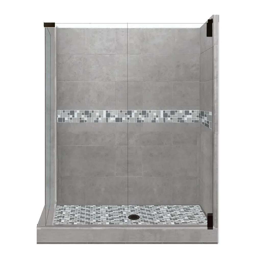 Del Mar Grand Hinged 36 in. x 42 in. x 80 in. Right-Hand Corner Shower Kit in Natural Buff and Chrome Hardware, photo 7 of 15
