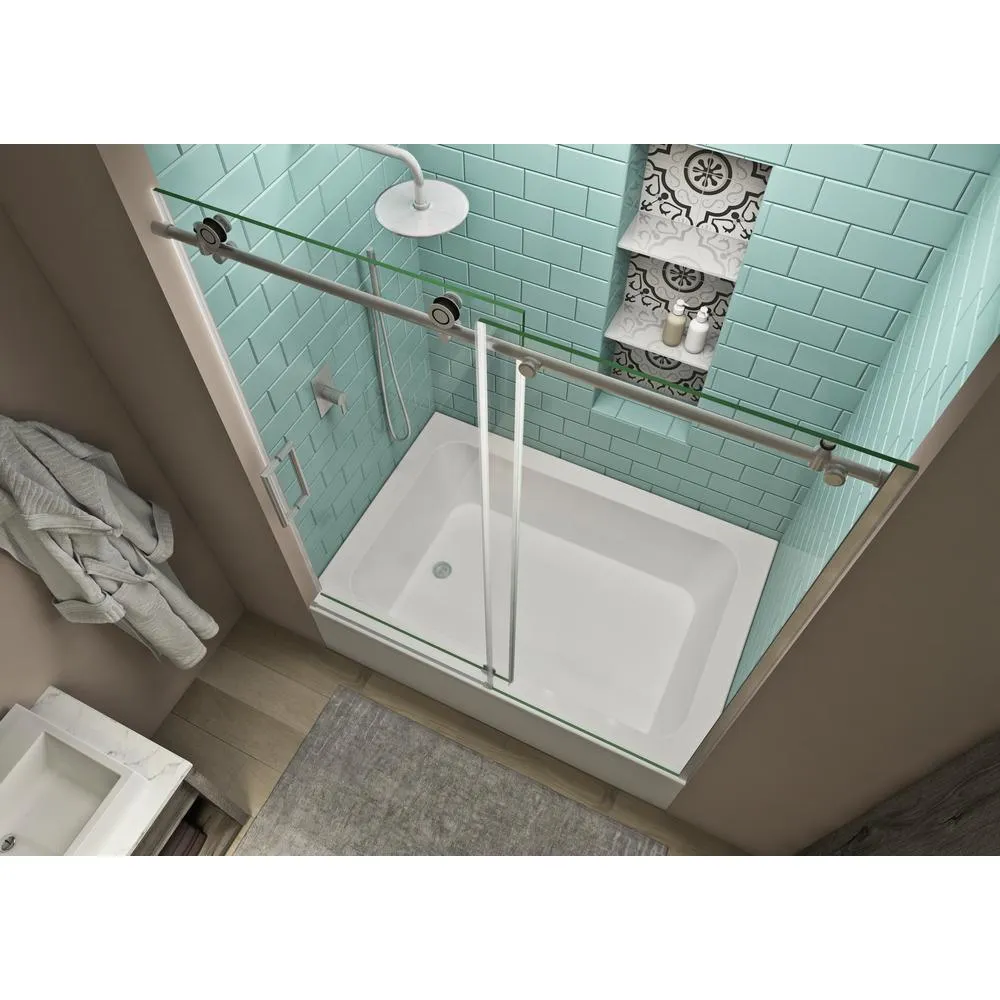 Coraline XL 56 - 60 in. x 70 in. Frameless Sliding Tub Door with StarCast Clear Glass in Stainless Steel, Left Opening, photo 2 of 22