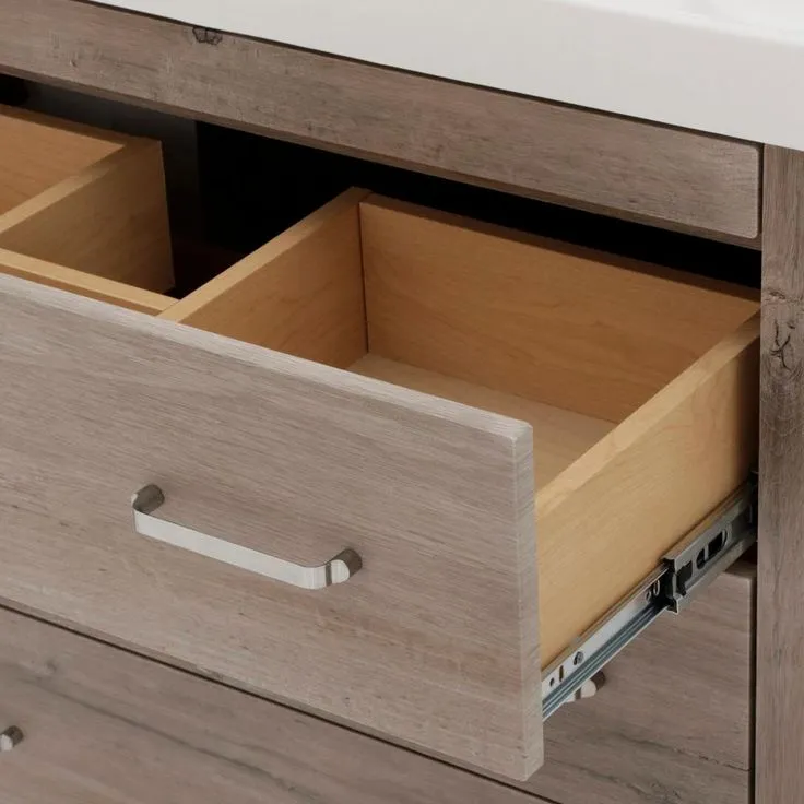 Woodbrook 37 in. W Bathroom Vanity in White Washed Oak with Cultured Marble Vanity Top in White with White Sink, photo 10 of 11
