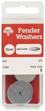 Zinc-Plated Steel 1/4 in. Fender Washer, 6-Pack