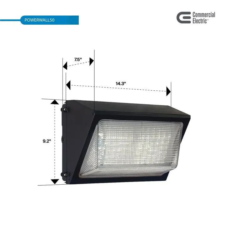Commercial Electric Commercial 450-Watt Equivalent Integrated Outdoor LED Wall Pack, 6800 Lumens, Dusk to Dawn Outdoor Security Light, photo 4 of 11