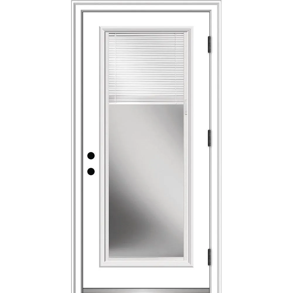 MMI Door 36 in. x 80 in. Internal Blinds Right-Hand Outswing Full Lite Clear Primed Steel Prehung Front Door with Brickmould, photo 9 of 10