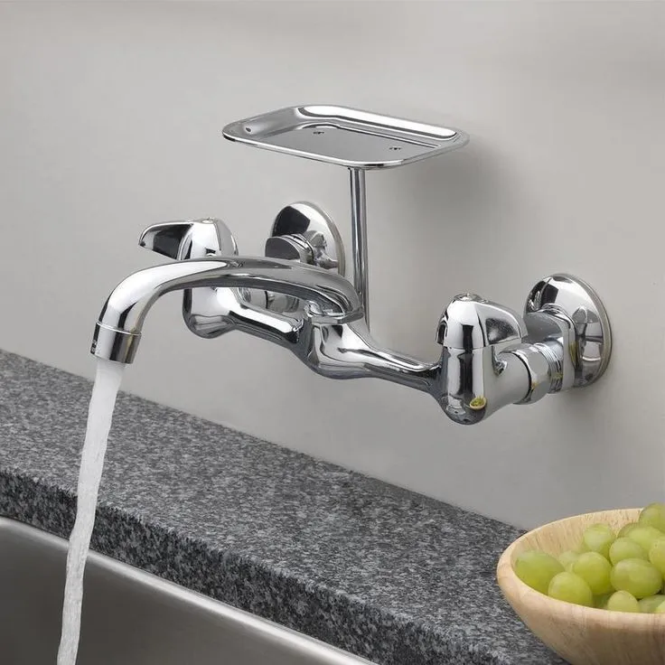 Homewerks Worldwide Kitchen faucets- wall Mount Chrome 2-Handle Wall-Mount Low-Arc Handle Kitchen Faucet, photo 2 of 2
