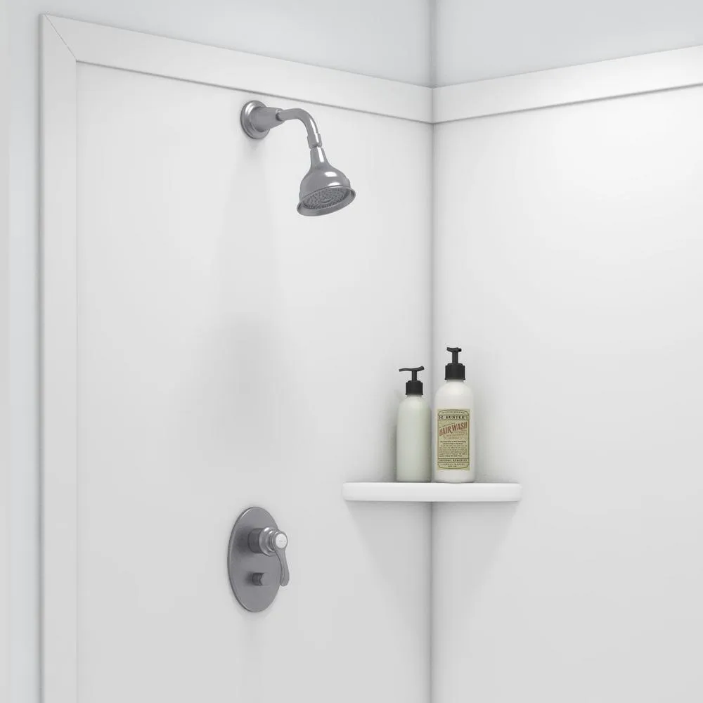 Splendor 40 in. x 40 in. x 80 in. 7-Piece Easy Up Adhesive Corner Shower Wall Surround in White, photo 2 of 24