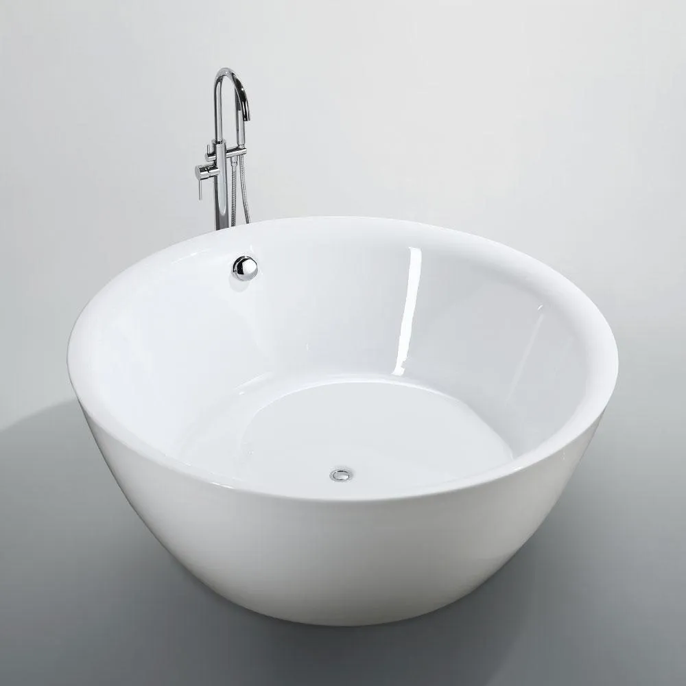 Pescara 59.04 in. Acrylic Flatbottom Non-Whirlpool Freestanding Bathtub in Glossy White, photo 3 of 4