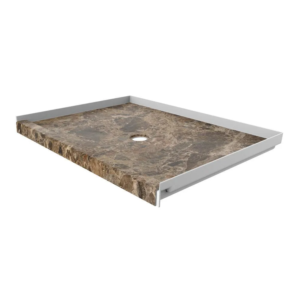 34 in. x 48 in. Single Threshold Shower Base with Center Drain in Calacatta White, photo 4 of 21