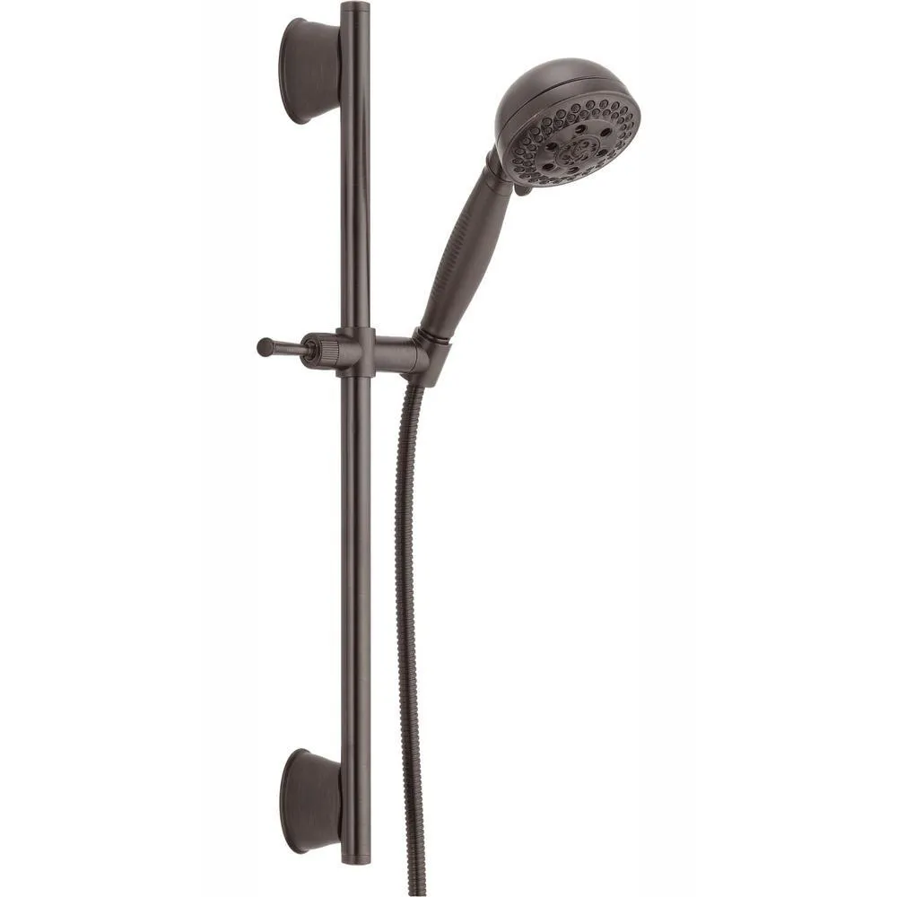 5-Spray Patterns 4.13 in. Wall-Mount Handheld Shower Head with Slide Bar and H2Okinetic Technology in Matte Black, photo 4 of 6
