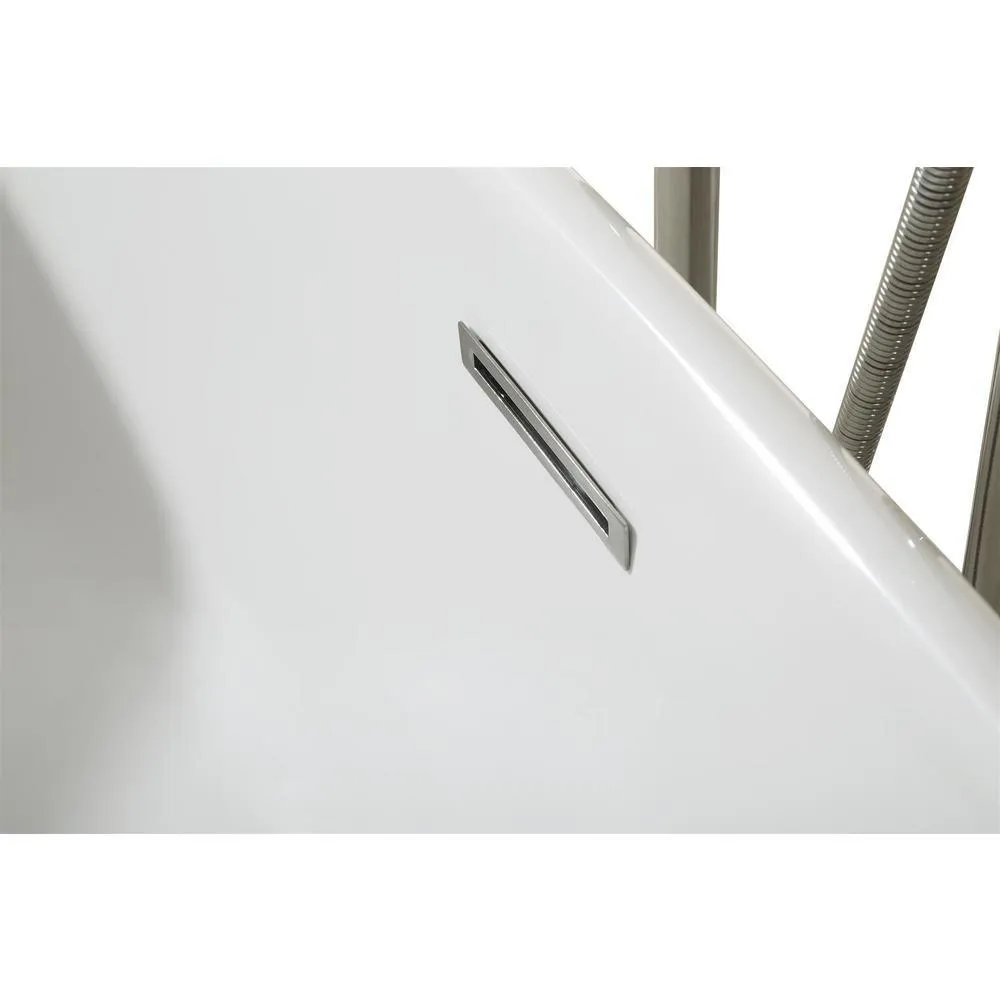 70 in. Acrylic Center Drain Oval Flat Bottom Freestanding Bathtub in White, photo 5 of 8