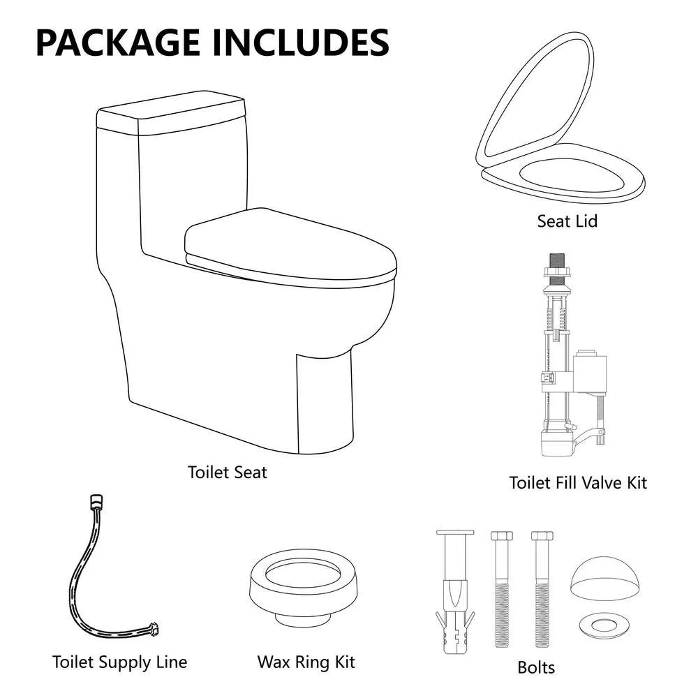 1-Piece Elongated Dual-Flush 1.28 GPF/0.88 GPF High Efficiency Skirted Toilet All-in-One Toilet in White Seat Included, photo 9 of 10
