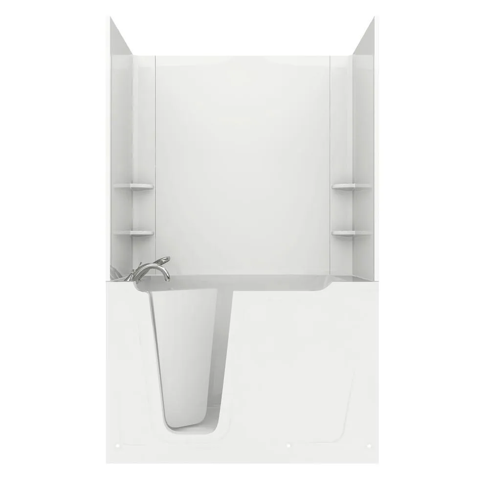 Universal Tubs Rampart Nova Heated 3.9 ft. Walk-in Whirlpool and Air Bathtub with Flat Easy Up Adhesive Wall Surround, Right Drain, White, photo 34 of 42