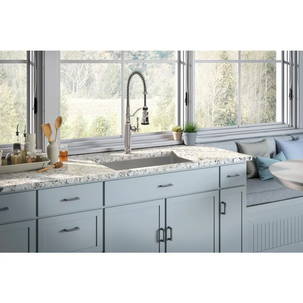Strive Undermount Stainless Steel 29 in. Single Bowl Kitchen Sink Kit with Sink Rack, photo 9 of 16