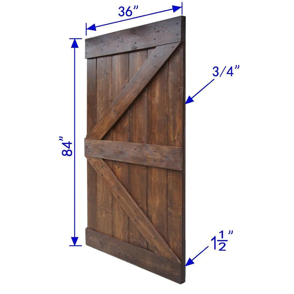 36 in x 84 in K Series DIY Dark Walnut Finished Knotty Pine Wood Barn Door Slab, photo 2 of 12