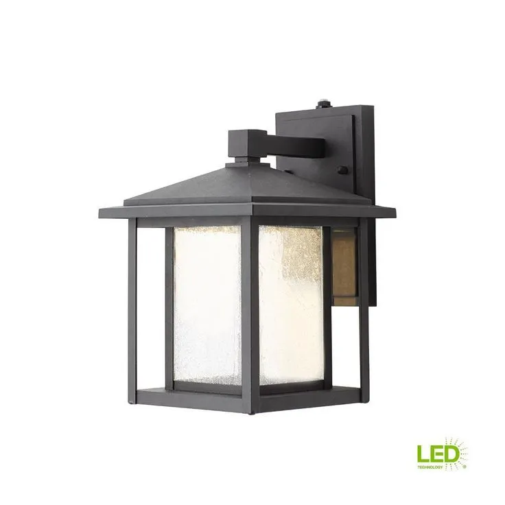 Black Outdoor Seeded Glass Dusk to Dawn Wall Lantern Sconce, photo 3 of 6