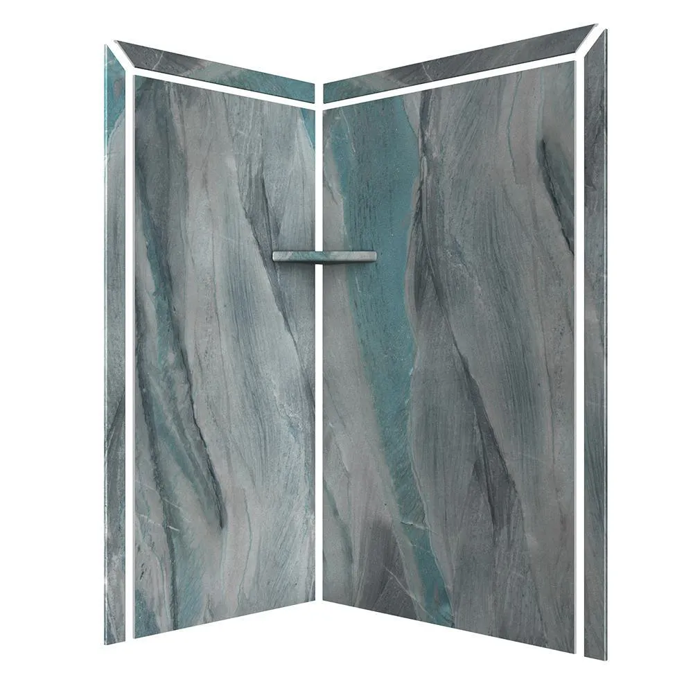 Elegance 36 in. x 48 in. x 80 in. 7-Piece Easy Up Adhesive Corner Shower Wall Surround in Triton, photo 4 of 24
